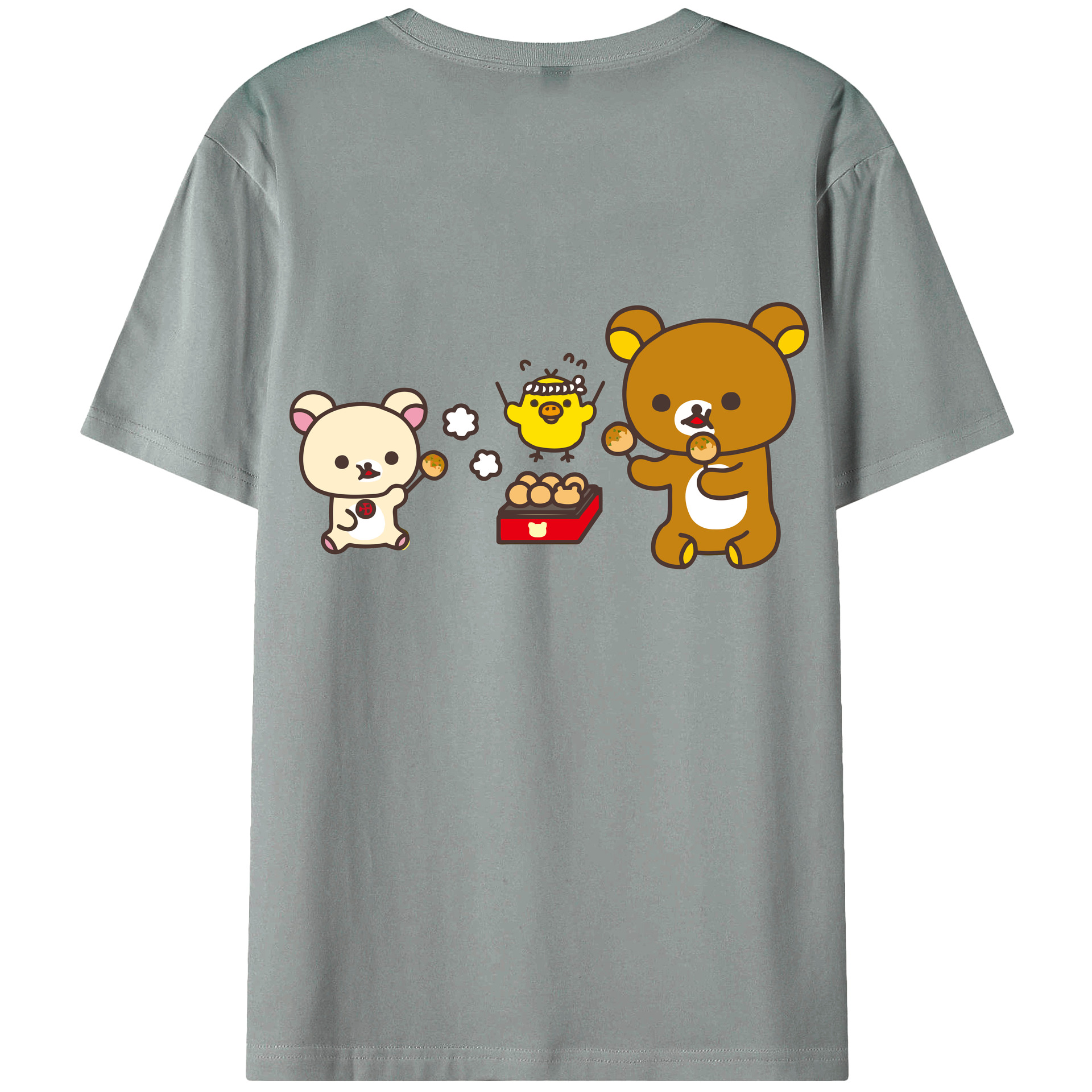 （画像用） リラックマ リラックマ キイロイトリ Rilakkuma Korilakkuma Kiiroitori 綿100％ メンズ半袖Tシャツ（バックプリント） 通気性